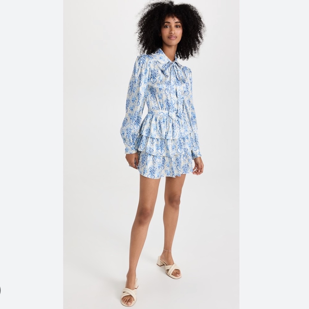 LOVESHACKFANCY Daly Floral Satin Mini Dress